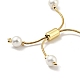 Bracelet coulissant en perles de coquillage avec chaîne serpent en laiton BJEW-B066-01B-01-3