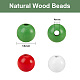 300pcs 3 couleurs de perles en bois naturel peintes sgWOOD-SZ0001-05-2