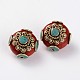 De style tibétain perles rondes plat TIBEB-F041-06-1