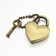 Heart Lock & Key Zinc Alloy Key Clasps KEYC-O009-14-2
