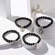 Bracelet extensible perles rondes en pierre de lave naturelle BJEW-JB07461-2