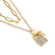 Brass Micro Pave Clear Cubic Zirconia Double Layer Necklaces NJEW-JN03050-2