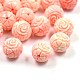 Craved Flower Round Dyed Synthetical Coral Beads CORA-P001-36-16mm-1