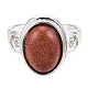 Овальные кольца на палец из натуральных смешанных драгоценных камней RJEW-N044-03-4