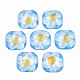 半透明のアクリルカボション  花模様の正方形  ライトスカイブルー  24.5x24.5x8.5mm KY-T022-13-1