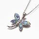 Platinum Plated Brass Paua Insect Pendant Necklaces NJEW-JN00788-2
