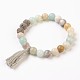 Natural Flower Amazonite and Lava Rock(Dyed) Beads Stretch Charm Bracelets BJEW-JB03728-02-1