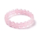 Bracciale elasticizzato con perline ovali in quarzo rosa naturale G-E010-01N-2
