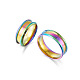 Yilisi 6ピース 6スタイル 201 ステンレススチール 彫刻可能 溝付き 指輪セット 女性用  虹色  usサイズ7~12 3/4(17.3~22mm)  1個/スタイル RJEW-YS0001-02-3