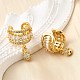 Латунные серьги-манжеты из прозрачного кубического циркония EJEW-K309-09G-3