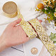 GORGECRAFT Ethnic Jacquard Ribbon 33mm Wide Double Side Linen Floral Embroidery Polyester Woven Ribbons Gold Trim Fringe Band for DIY Sewing Crafts Clothing Curtain Home Embellishment Accessories OCOR-GF0001-79C-3