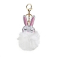 Cute Rabbit PU Leather & Imitate Rex Rabbit Fur Ball Keychain KEYC-C005-02B-1