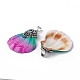 Spray Painted Natural Freshwater Shell with Rhinestone Pendants BSHE-G033-07A-3