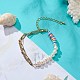 Bracelet perlé en perles naturelles et argile polymère avec 304 chaîne de trombone en acier inoxydable pour femme BJEW-JB08844-2