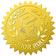 34 枚の名誉ロール粘着金箔エンボスステッカー  封筒カードシール用の丸いドットメダル装飾デカール  言葉  165x211mm  ステッカー：50mm DIY-WH0509-038-1