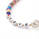 Valentine's Day Rainbow Polymer Clay Heishi Beaded Necklaces NJEW-JN03301-3