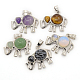Mixed Gemstone Pendants with Platinum Brass Settings G-N0010-04-1