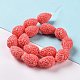 Dyed Synthetical Coral Teardrop Shaped Carved Flower Bud Beads Strands CORA-L009-01-4
