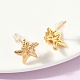 Серьги-гвоздики из латуни с микропаве из прозрачных кубических цирконий в виде морских звезд EJEW-Z152-03G-3