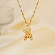 Очаровательные латунные ожерелья с подвеской в виде медведя из прозрачного кубического циркония DI7777-4