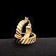 Pendientes de aro de latón con diseño impresionante chapados en oro real de 18k EJEW-EE0001-123-2