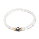 Ensemble de bracelet extensible de perles rondes en jade blanc naturel BJEW-JB07000-3