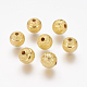 Brass Textured Beads X-KK-B208-G-1
