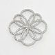 Flower Brass Micro Pave Clear Cubic Zirconia Cabochons ZIRC-P001-14-2