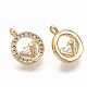 Brass Micro Pave Clear Cubic Zirconia Charms ZIRC-T011-22G-NF-2