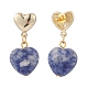 5 paires de boucles d'oreilles pendantes en forme de cœur avec pierres précieuses naturelles et synthétiques EJEW-JE05084-5