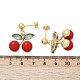 Серьги-гвоздики из вишневой латуни с кубическим цирконием EJEW-Q036-04G-3