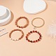 Set di braccialetti elasticizzati con perline in legno naturale e perle e agata in stile 4 pz BJEW-JB08819-2
