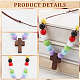 Croix en bois avec pendentifs en perles acryliques pour femmes NJEW-AB00011-4
