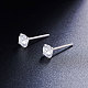 SHEGRACE Rhodium Plated 925 Sterling Silver Four Pronged Ear Studs JE420A-02-3