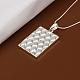 Simple Silver Color Plated Brass Rectangle Pendant Unisex Necklaces NJEW-BB12837-2