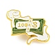ハンド＆ドルエナメルピン  バックパックの服のための黄金の合金のバッジ  グリーン  24.5x33x1mm JEWB-F026-04-1