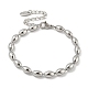 201 bracelets chaîne en perles de rugby en acier inoxydable BJEW-G696-01C-P-1