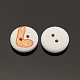 2-Hole Flat Round Number Printed Wooden Sewing Buttons BUTT-M002-13mm-7-2
