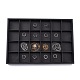 Stapelbare Holz Display Tabletts durch schwarze Kunstleder bezogen X-PCT107-1