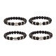 Pierre de lave naturelle ronde avec bracelet extensible en perles d'alliage BJEW-JB07459-1