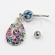 Body Jewelry Drop Alloy Rhinestone Navel Ring Belly Rings RB-D073-05-4