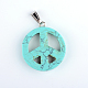 Round with Peace Sign Mixed Stone Pendants G-Q449-09-2