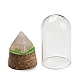 Decorazione espositiva piramidale in quarzo rosa naturale con copertura a cloche a cupola in vetro DJEW-B009-01D-2