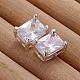 Rectangle Silver Color Plated Brass Cubic Zirconia Stud Earrings EJEW-BB11834-4