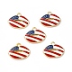 American Flag Style Alloy Enamel Charms ENAM-M046-01G-3