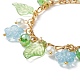 5pcs 5 perles de verre de couleur et fleur et ensemble de bracelets de charme de feuille acrylique BJEW-JB08908-6