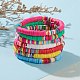 7Pcs Rainbow Polymer Clay Heishi Beads Stretch Bracelets Set BJEW-JB05882-3
