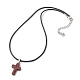 Collares con colgante de cruz de obsidiana de caoba natural NJEW-JN04624-01-3