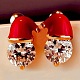Серьги-гвоздики в виде шапки Санты из цинкового сплава с эмалью&nbsp;FS-WGF8A0B-01-2