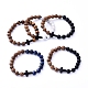 Bracelets extensibles en perles de bois naturel BJEW-JB05231-1